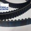 Correias de transmissão em preto, com informações da marca e modelo visíveis.