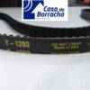 Correia dentada Y-1280 com letras amarelas e logotipo da loja Casa da Borracha.