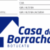 Logotipo da Casa da Borracha em Botucatu, apresentando a marca e um desenho gráfico.