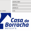 Logotipo da Casa da Borracha com detalhe gráfico em azul e branco.