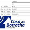 Tabela com informações de produtos, incluindo códigos e tamanhos, e logo da Casa da Borracha