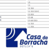 Logotipo da Casa da Borracha de Botucatu com listagem de modelos de veículos.