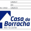 Logo da Casa da Borracha em Botucatu com fundo azul e texto em branco.