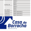 Tabela com informações sobre peças automotivas e logotipo da Casa da Borracha