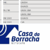 Tabela contendo informações de peças automotivas e logo da Casa da Borracha.