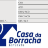 Logo da Casa da Borracha com informações de produtos e especificações técnicas.