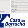 Tabela com informações sobre peças automotivas e logotipo da Casa da Borracha.