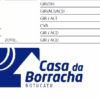 Tabela com códigos e informações de peças automotivas e logo da loja Casa da Borracha.
