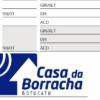 Tabela com informações de produtos e logo da Casa da Borracha.