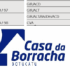 Tabela com informações de produtos da Casa da Borracha, incluindo códigos e medidas.