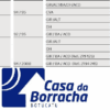 Tabela de especificações de peças automotivas e logotipo da Casa da Borracha.