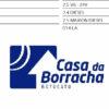 Tabela com informações de veículos e logo da Casa da Borracha.