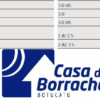 Tabela com especificações de produtos da Casa da Borracha, incluindo códigos e medidas.