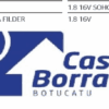 Logotipo da Casa da Borracha com fundo branco e traços azuis.