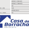 Tabela de peças automotivas e logotipo da Casa da Borracha.