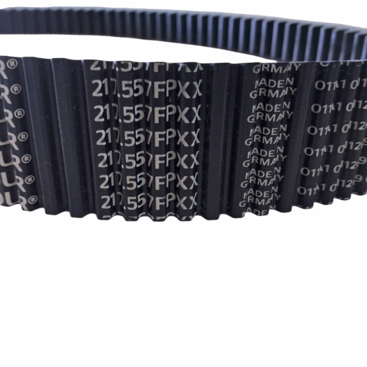 Correia dentada preta com marcações brancas