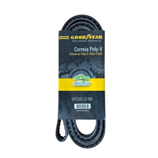 Correia Poly-V Goodyear com embalagem preta e amarela.