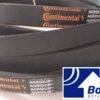 Cintos de borracha da marca Continental em rolos.