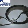 Fita de borracha preta enrolada com tag visível.
