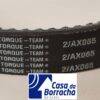 Correia preta com a inscrição 'TORQUE-TEAM' e código '2/AX065' repetidos.