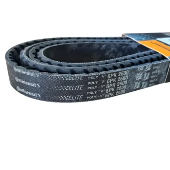 Correia Poly-V 6PK 2600 da marca Continental, em tonalidade preta, com detalhes visíveis.