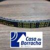 Correia Goodyear com especificações impressas em amarelo sobre fundo preto.
