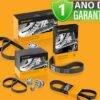 Kit de correia de distribuição da Continental com acessórios no fundo laranja.