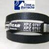 Correia preta com etiqueta Goodyear, modelo XPZ 0787, em fundo claro.