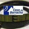 Cinturões de borracha Goodyear empilhados com identificação e logotipo da Casa da Borracha.