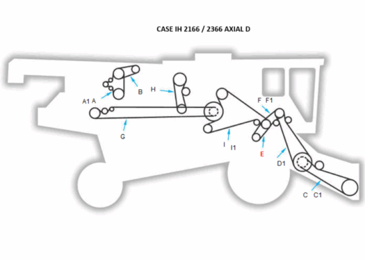 Diagrama técnico de um colheitadeira Case IH 2166/2366 Axial D.