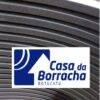 rolos de borracha em disposição circular com logo da Casa da Borracha