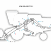 Diagrama do trator New Holland TC59 E com partes sinalizadas.