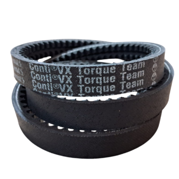 Três correias de transmissão pretas empilhadas, com texto "Conti®VX Torque Team" visível.