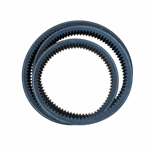 Duas engrenagens em formato circular, uma dentro da outra, com dentes ao longo da borda.