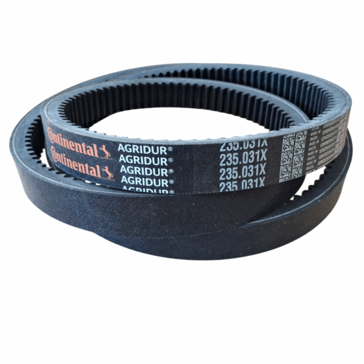 Duas correias AGRIDUR da Continental empilhadas, mostrando a marca e o código 235.031X.