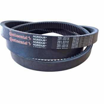 Cintos de transmissão da Continental, modelo Agridur 281.031X, dispostos em camadas.