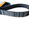 Correia Contitech 5 PK 847 com detalhes impressos em branco.