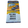 Pacote de correia Poly-V da Goodyear com código de barra e design gráfico.
