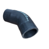 Curva de mangueira preta para automóveis, feita de material resistente.