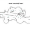 Diagrama do trator Massey Ferguson MF 1630 D com partes identificadas por letras.