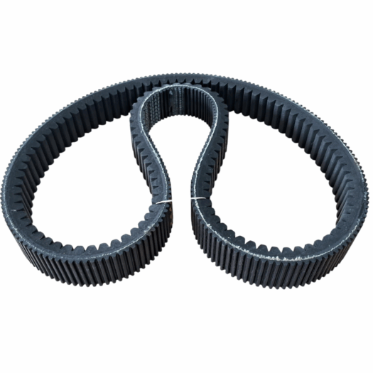 Correia dentada preta com formato oval.