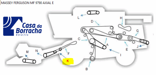 Diagrama do sistema do trator Massey Ferguson MF 9790 Axial E com componentes identificados.