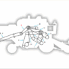 Diagrama de componentes móveis de uma máquina agrícola.