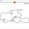 Diagrama técnico de uma colheitadeira com partes rotuladas