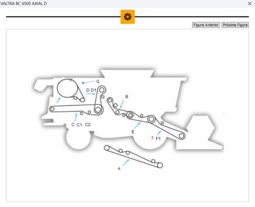 Diagrama de máquina agrícola detalhado