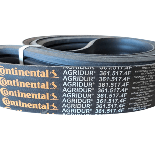 Correias agrícolas da Continental com inscrições AGRIDUR 361.517.4F