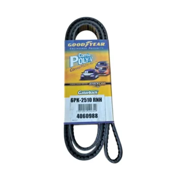 Correia Poly-V da Goodyear com etiqueta de identifica&ccedil;&atilde;o.