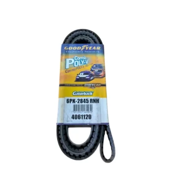 Correia Poly-V da Goodyear com embalagem vis&iacute;vel.