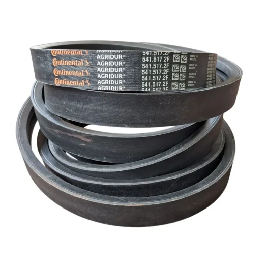 Conjunto de correias Agridur da Continental, em uma pilha, todas na cor preta.