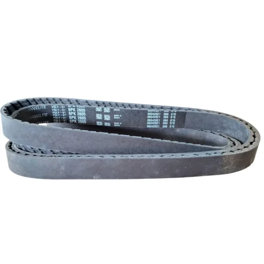 Correia preta de poliéster com marcações em uma fita